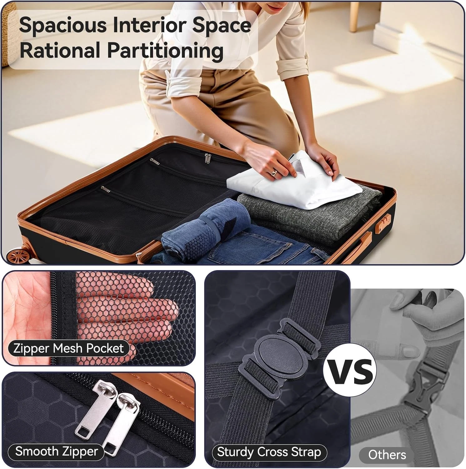 VALLSERO Reisekoffer Stylishes & Praktisches 6-teiliges Gepäckset (28”/24”/20”koffer,12” kosmetikkoffer,Reisetasche,Waschbeutel)- Perfekt für Reisen - Imagen 3
