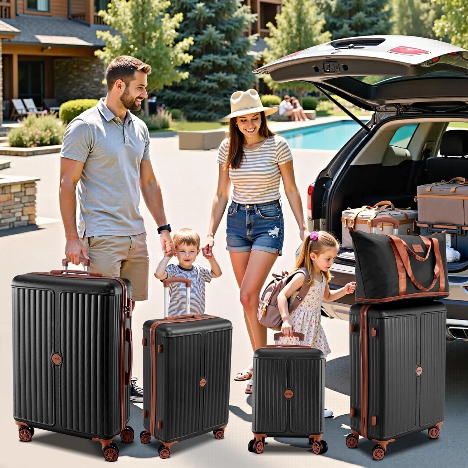 VALLSERO Reisekoffer Stylishes & Praktisches 6-teiliges Gepäckset (28”/24”/20”koffer,12” kosmetikkoffer,Reisetasche,Waschbeutel)- Perfekt für Reisen - Imagen 4
