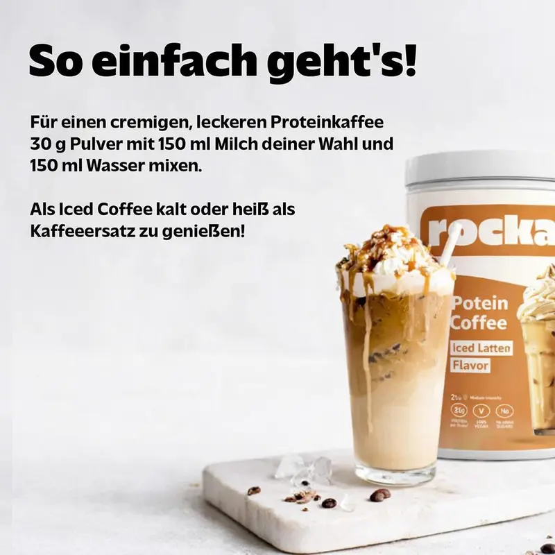 Rocka Iced Protein Coffee - Cremiger Kaffee mit 20g Protein & 80mg Koffein pro Portion - Glutenfrei & Ohne Zuckerzusatz - Bild 5